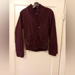 Women's Burgundy Teddy Jacket Size Medium